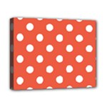 Polka Dots - White on Tomato Red Canvas 10  x 8  (Stretched)