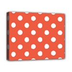 Polka Dots - White on Tomato Red Canvas 10  x 8  (Stretched)