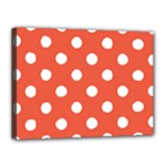 Polka Dots - White on Tomato Red Canvas 16  x 12  (Stretched)