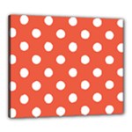 Polka Dots - White on Tomato Red Canvas 24  x 20  (Stretched)