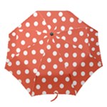 Polka Dots - White on Tomato Red Folding Umbrella