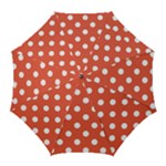 Polka Dots - White on Tomato Red Golf Umbrella