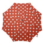 Polka Dots - White on Tomato Red Hook Handle Umbrella (Medium)