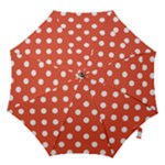 Polka Dots - White on Tomato Red Hook Handle Umbrella (Large)
