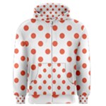 Polka Dots - Tomato Red on White Men s Zipper Hoodie