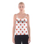 Polka Dots - Tomato Red on White Spaghetti Strap Top