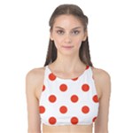 Polka Dots - Tomato Red on White Tank Bikini Top