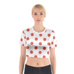 Polka Dots - Tomato Red on White Cotton Crop Top