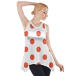 Polka Dots - Tomato Red on White Side Drop Tank Tunic