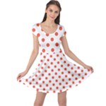 Polka Dots - Tomato Red on White Cap Sleeve Dress