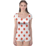 Polka Dots - Tomato Red on White Boyleg Leotard (Ladies)