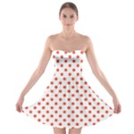 Polka Dots - Tomato Red on White Strapless Bra Top Dress
