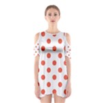 Polka Dots - Tomato Red on White Women s Cutout Shoulder Dress