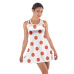 Polka Dots - Tomato Red on White Cotton Racerback Dress