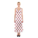 Polka Dots - Tomato Red on White Full Print Maxi Dress