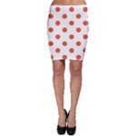 Polka Dots - Tomato Red on White Bodycon Skirt