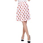 Polka Dots - Tomato Red on White A-Line Skirt