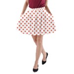 Polka Dots - Tomato Red on White A-Line Pocket Skirt