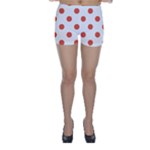 Polka Dots - Tomato Red on White Skinny Shorts