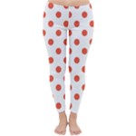 Polka Dots - Tomato Red on White Winter Leggings