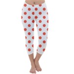 Polka Dots - Tomato Red on White Capri Winter Leggings