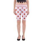 Polka Dots - Tomato Red on White Yoga Cropped Leggings