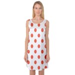 Polka Dots - Tomato Red on White Sleeveless Satin Nightdress