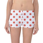 Polka Dots - Tomato Red on White Reversible Boyleg Bikini Bottoms