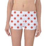 Polka Dots - Tomato Red on White Boyleg Bikini Bottoms