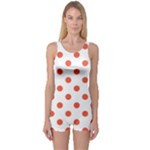 Polka Dots - Tomato Red on White One Piece Boyleg Swimsuit