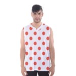 Polka Dots - Tomato Red on White Men s Basketball Tank Top