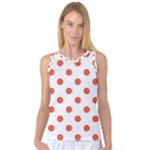 Polka Dots - Tomato Red on White Women s Basketball Tank Top