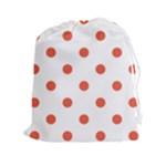 Polka Dots - Tomato Red on White Drawstring Pouch (XXl)