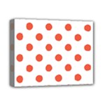 Polka Dots - Tomato Red on White Deluxe Canvas 14  x 11  (Stretched)