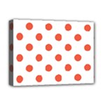 Polka Dots - Tomato Red on White Deluxe Canvas 16  x 12  (Stretched)