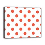 Polka Dots - Tomato Red on White Deluxe Canvas 20  x 16  (Stretched)