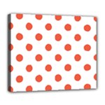 Polka Dots - Tomato Red on White Deluxe Canvas 24  x 20  (Stretched)