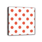 Polka Dots - Tomato Red on White Mini Canvas 4  x 4  (Stretched)