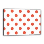 Polka Dots - Tomato Red on White Canvas 18  x 12  (Stretched)