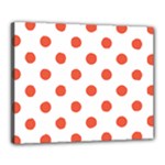 Polka Dots - Tomato Red on White Canvas 20  x 16  (Stretched)