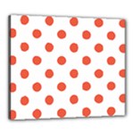 Polka Dots - Tomato Red on White Canvas 24  x 20  (Stretched)