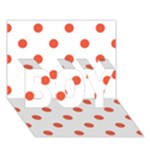 Polka Dots - Tomato Red on White BOY 3D Greeting Card (7x5)