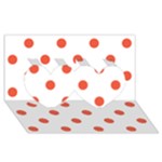 Polka Dots - Tomato Red on White Twin Hearts 3D Greeting Card (8x4)
