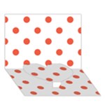 Polka Dots - Tomato Red on White Heart Bottom 3D Greeting Card (7x5)