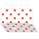 Polka Dots - Tomato Red on White Twin Heart Bottom 3D Greeting Card (8x4)