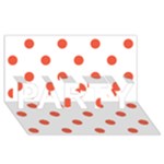 Polka Dots - Tomato Red on White PARTY 3D Greeting Card (8x4)