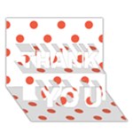 Polka Dots - Tomato Red on White THANK YOU 3D Greeting Card (7x5)