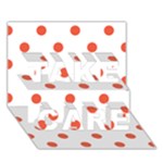 Polka Dots - Tomato Red on White TAKE CARE 3D Greeting Card (7x5)