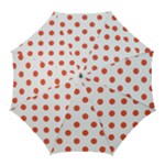 Polka Dots - Tomato Red on White Golf Umbrella