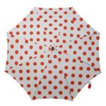 Polka Dots - Tomato Red on White Hook Handle Umbrella (Medium)